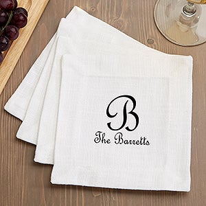 Classic Monogram Personalized Cloth Cocktail Napkins-Set of 4