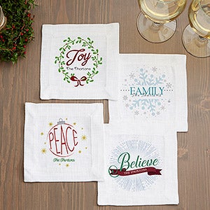 Spirit Of The Season Personalized Cloth Cocktail Napkins-Set of 4