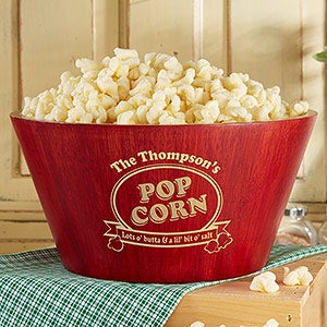 Popcorn Night Bamboo Personalized Serving Bowl
