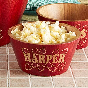 Popcorn Night Bamboo Personalized Bowl- Small