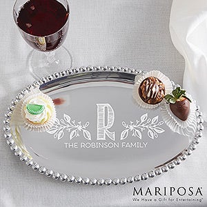 Family Name Mariposa® String of Pearls Personalized Oval Tray