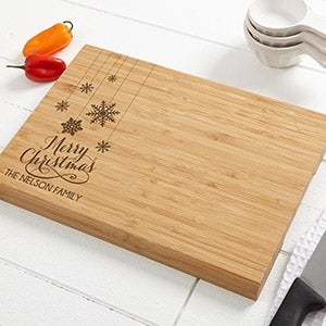 Snowflakes Personalized Bamboo Cutting Board- 10x14