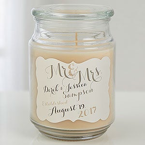 Mr. & Mrs. Personalized Scented Glass Candle Jar