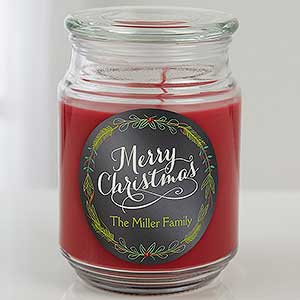 Happy Holidays Personalized Scented Glass Candle Jar