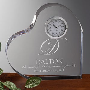 The Heart Of Our Home Engraved Heart Clock