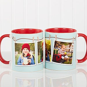3 Photo Collage Personalized Coffee Mug 11oz.- Red