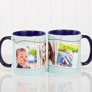 3 Photo Collage Personalized Coffee Mug 11oz.- Blue