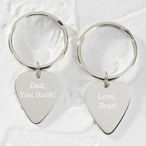 You Rock! Personalized Silver Guitar Pick Keychain