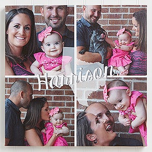 Personalized Home State Photo Collage Canvas Print-12 x 12