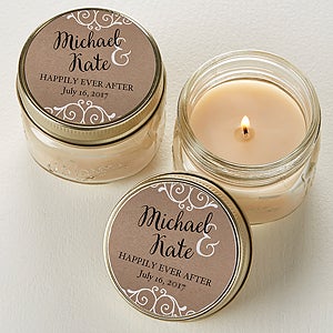 Rustic Chic Wedding Personalized Mason Jar Candle Favors