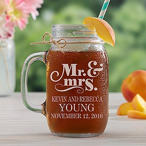 The Happy Couple Personalized Glass Mason Jar