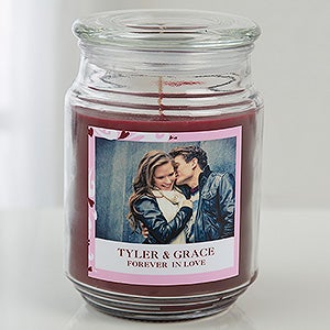 Sweethearts Personalized Photo Scented Glass Candle Jar