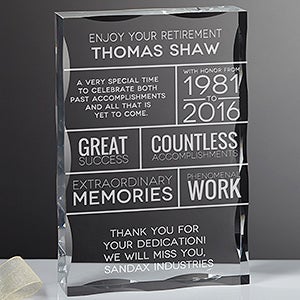 Retirement Wishes Personalized Keepsake Block