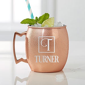 Square Monogram Moscow Mule Personalized Copper Mug