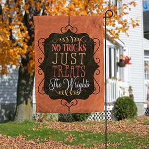 No Tricks, Just Treats Personalized Garden Flag