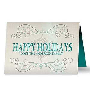 Family Swirl Personalized Pearlized Christmas Cards