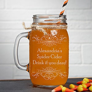 Spooky Spider Web Personalized Glass Mason Jar