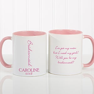 Bridal Brigade Personalized Wedding Coffee Mug 11oz.- Pink