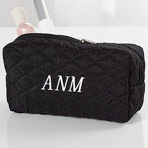 Embroidered Quilted Cosmetic Bag- Monogram
