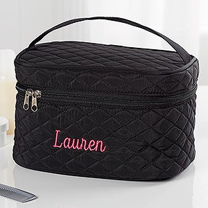 Embroidered Quilted Train Case- Name
