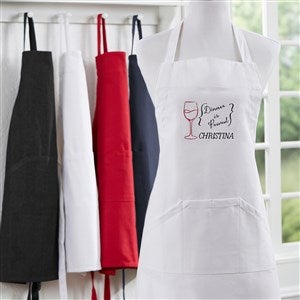 Dinner Is Poured Embroidered White Apron