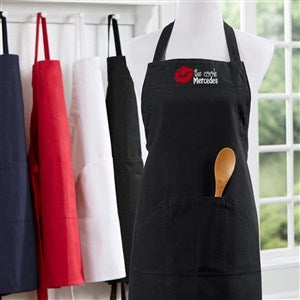 Kiss The Cook Embroidered Black Apron