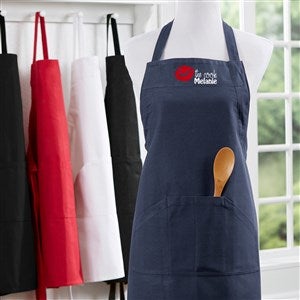 Kiss The Cook Embroidered Navy Apron