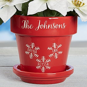 Falling Snowflake Family Personalized Flower Pot