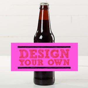 Design Your Own Personalized Beer Bottle Labels- Set of 6 - Pink
