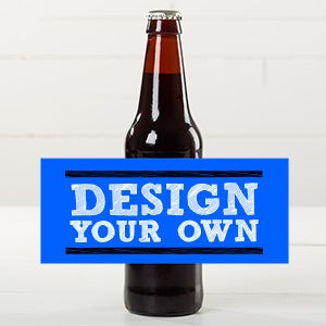 Design Your Own Personalized Beer Bottle Labels- Set of 6 - Blue