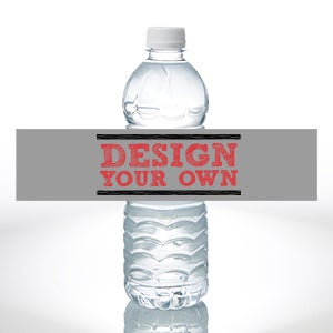 Design Your Own Personalized Water Bottle Labels - Set of 24 - Grey