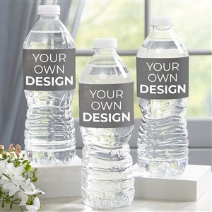 Design Your Own Personalized Water Bottle Labels - Set of 24 - Grey