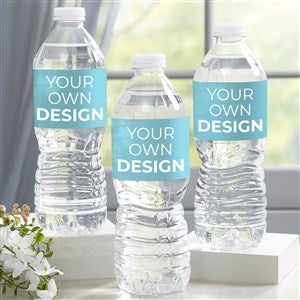 Design Your Own Personalized Water Bottle Labels - Set of 24 - Baby Blue