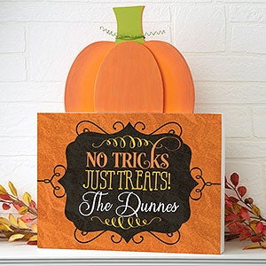 18 Tall -No Tricks, Just Treats Personalized Pumpkin Tabletop Decor