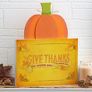 18 Tall -Give Thanks Personalized Pumpkin Tabletop Decor