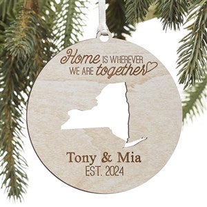 State of Love Personalized Whitewashed Wood Ornament