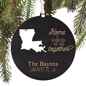 State of Love Personalized Black Stain Wood Ornament