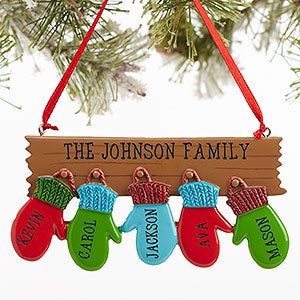 Personalized Family Ornament With 5 Names  Warm Mitten 