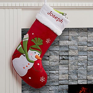 Santa Claus Lane Personalized Stocking-Snowman