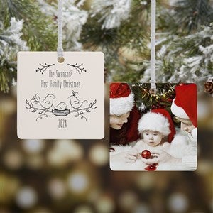 Our 1st Family Christmas Personalized Square Photo Ornament- 2.75" Metal - 2 Sid - #16295-2M