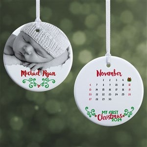 Personalized Photo Baby Christmas Ornament - Baby's 1st Christmas Calendar - 2-Sided