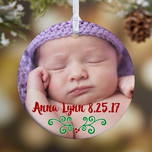 1-Sided Baby's 1st Christmas Personalized Photo Ornament
