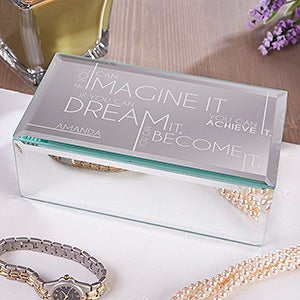 Inspiring Messages Engraved Mirrored Jewelry Box- Small
