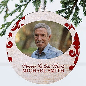 In Loving Memory Photo Memorial Ornament For Him - 1 Sided Wood