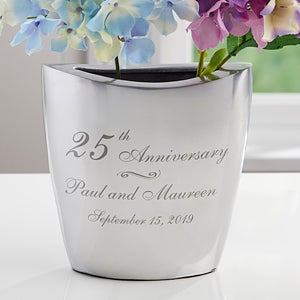 Personalized Romantic Silver Vase - Everlasting Love