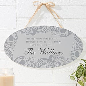 Family Blessings Personalized Oval Wood Sign