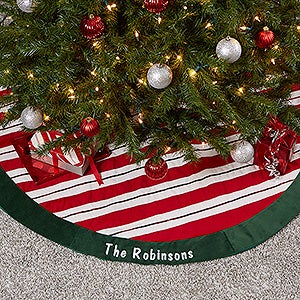 Candy Cane Sparkle Personalized Tree Skirt