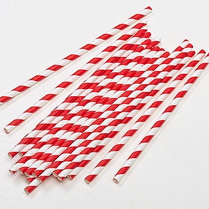 Red & White Striped Paper Straws - Pack of 25