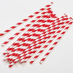 Red & White Striped Paper Straws - Pack of 25