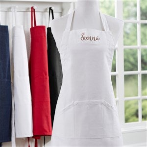 Embroidered White Kitchen Apron